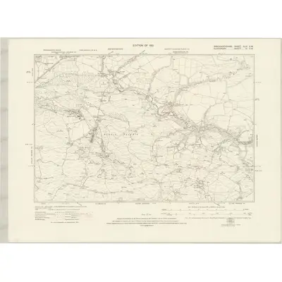 1914 Map of Brecknockshire XLIV.SW, 1921 Print