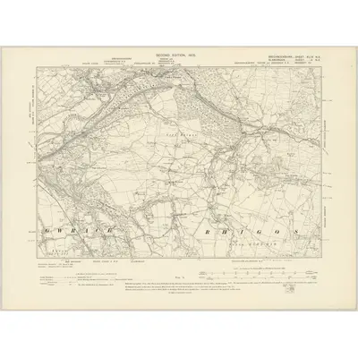 1903 Map of Brecknockshire XLIX.NE, 1905 Print