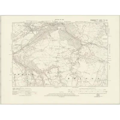 1914 Map of Brecknockshire XLIX.NE, 1921 Print