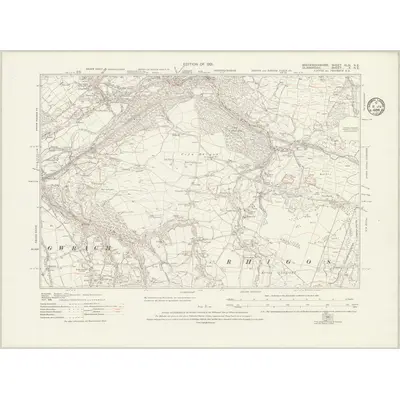 1914 Map of Brecknockshire XLIX.NE, 1935 Print