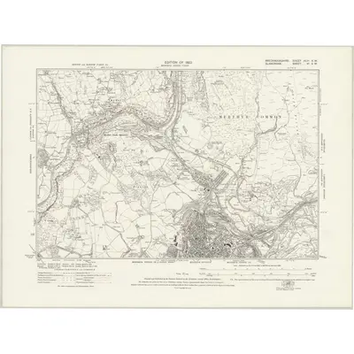 1914 Map of Brecknockshire XLVI.SW, 1922 Print