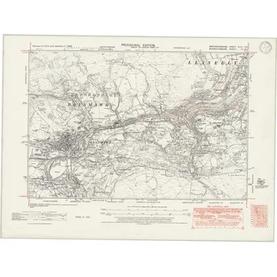 1938 Map of Brecknockshire XLVII.NE, 1946 Print