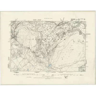 1879 Map of Brecknockshire XLVIII.NW, 1888 Print