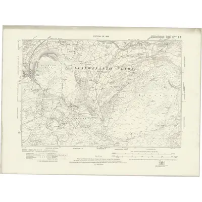 1916 Map of Brecknockshire XLVIII.NW, 1922 Print
