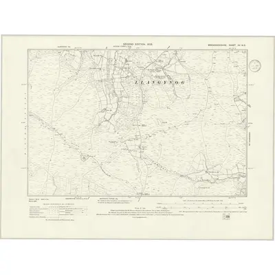 1903 Map of Brecknockshire XV.NE, 1936 Print