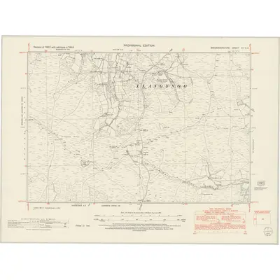 1948 Map of Brecknockshire XV.NE, 1952 Print
