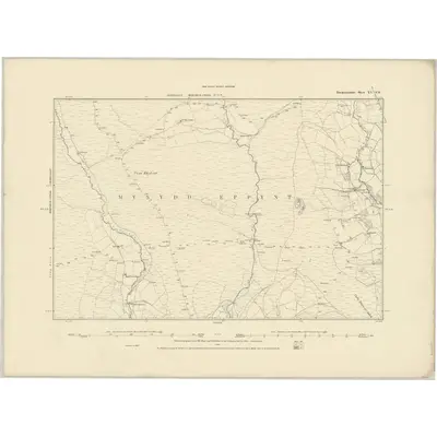 1886 Map of Brecknockshire XV.SW, 1887 Print