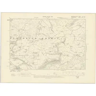 1902 Map of Brecknockshire XVI.NE, 1905 Print