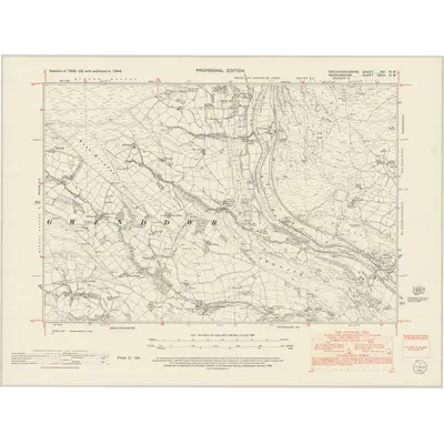 1948 Map of Brecknockshire XVI.NW, 1952 Print