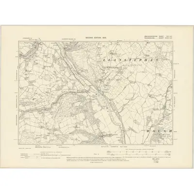 1903 Map of Brecknockshire XVI.SE, 1905 Print