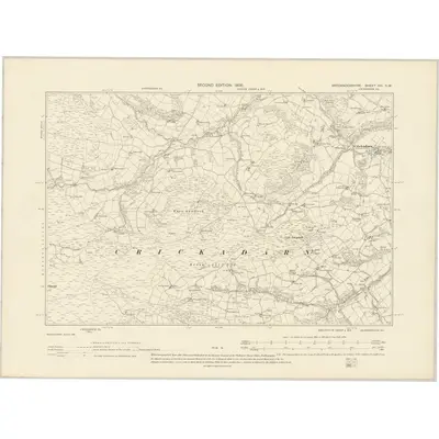 1903 Map of Brecknockshire XVI.SW, 1905 Print