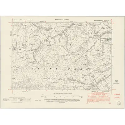 1948 Map of Brecknockshire XVI.SW, 1952 Print