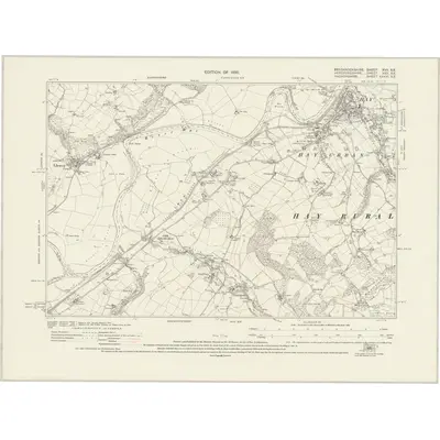 1927 Map of Brecknockshire XVII.SE, 1930 Print