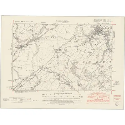 1948 Map of Brecknockshire XVII.SE, 1953 Print