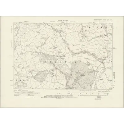 1927 Map of Brecknockshire XVII.SW, 1930 Print