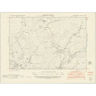 1948 Map of Brecknockshire XX.NE, 1952 Print