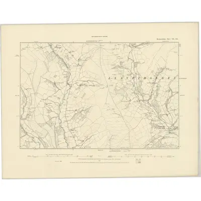 1886 Map of Brecknockshire XX.SE, 1887 Print