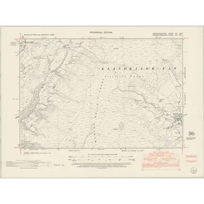 1948 Map of Brecknockshire XX.SW, 1953 Print