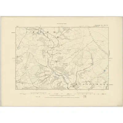 1886 Map of Brecknockshire XXI.NE, 1887 Print