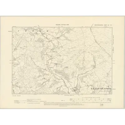 1903 Map of Brecknockshire XXI.NE, 1905 Print