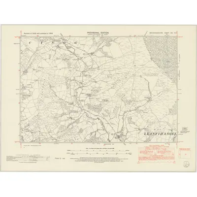1948 Map of Brecknockshire XXI.NE, 1952 Print