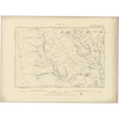 1886 Map of Brecknockshire XXI.NW, 1887 Print