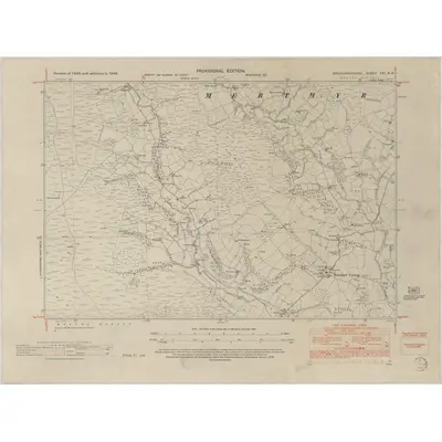 1948 Map of Brecknockshire XXI.NW, 1952 Print