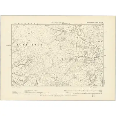 1903 Map of Brecknockshire XXI.SW, 1905 Print