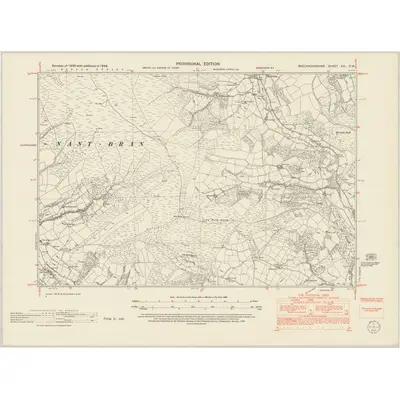1948 Map of Brecknockshire XXI.SW, 1952 Print
