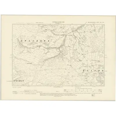 1903 Map of Brecknockshire XXII.NW, 1905 Print