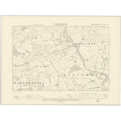1903 Map of Brecknockshire XXII.SW, 1905 Print