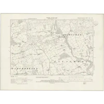 1903 Map of Brecknockshire XXII.SW, 1940 Print