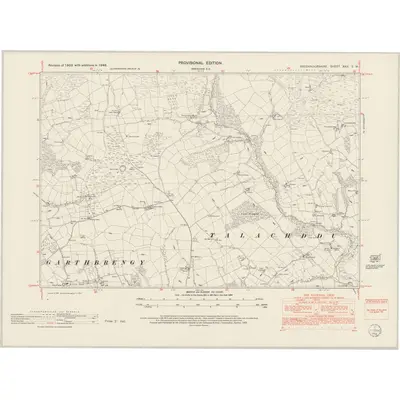 1948 Map of Brecknockshire XXII.SW, 1952 Print