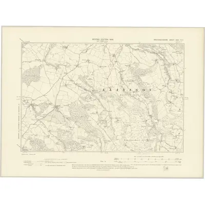 1903 Map of Brecknockshire XXIII.NE, 1905 Print