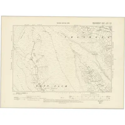 1903 Map of Brecknockshire XXIV.SW, 1905 Print