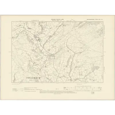 1903 Map of Brecknockshire XXVI.NE, 1905 Print