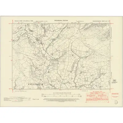 1948 Map of Brecknockshire XXVI.NE, 1952 Print
