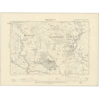 1903 Map of Brecknockshire XXVII.NE, 1905 Print