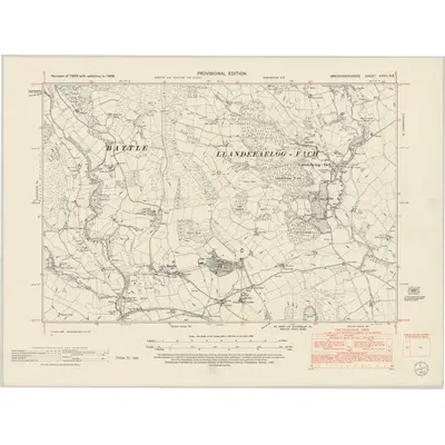 1948 Map of Brecknockshire XXVII.NE, 1953 Print