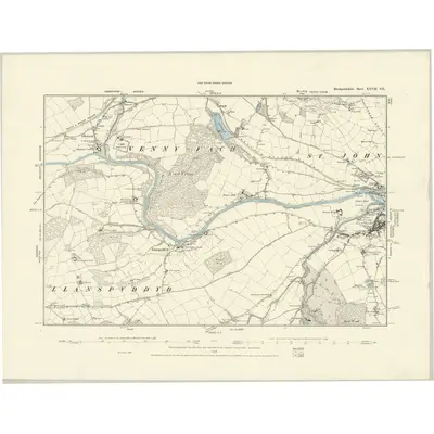 1887 Map of Brecknockshire XXVII.SE, 1888 Print