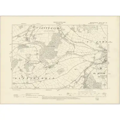 1903 Map of Brecknockshire XXVII.SE, 1905 Print