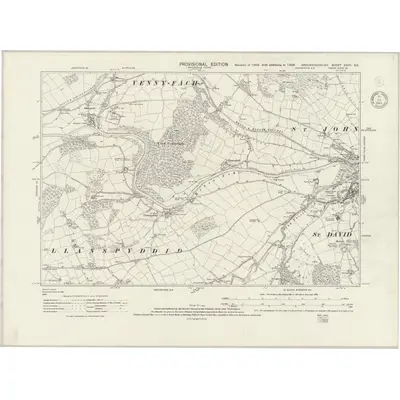 1938 Map of Brecknockshire XXVII.SE, 1943 Print