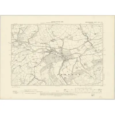 1903 Map of Brecknockshire XXVII.SW, 1905 Print