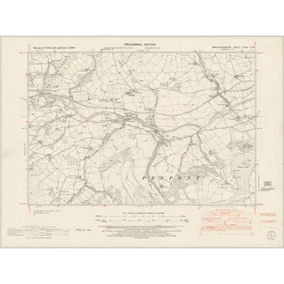 1948 Map of Brecknockshire XXVII.SW, 1953 Print