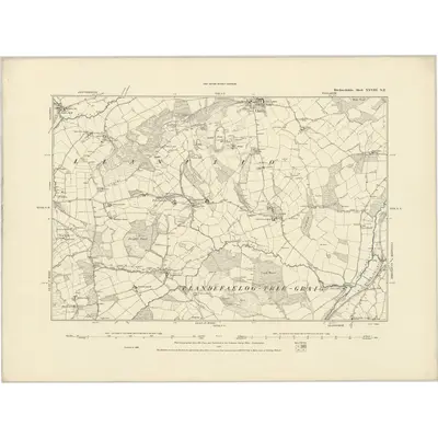 1886 Map of Brecknockshire XXVIII.NE, 1887 Print