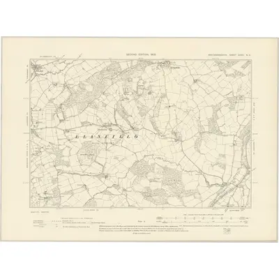 1903 Map of Brecknockshire XXVIII.NE, 1905 Print