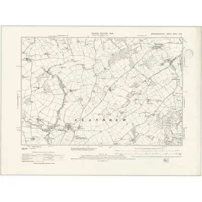 1903 Map of Brecknockshire XXVIII.NW, 1938 Print