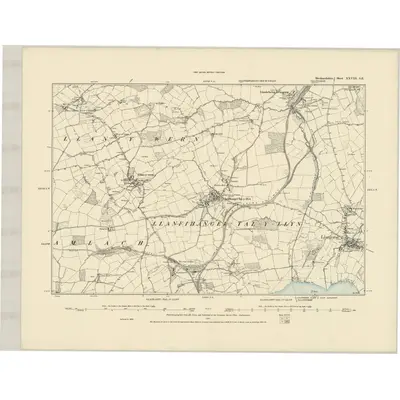 1886 Map of Brecknockshire XXVIII.SE, 1887 Print