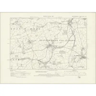 1903 Map of Brecknockshire XXVIII.SE, 1932 Print
