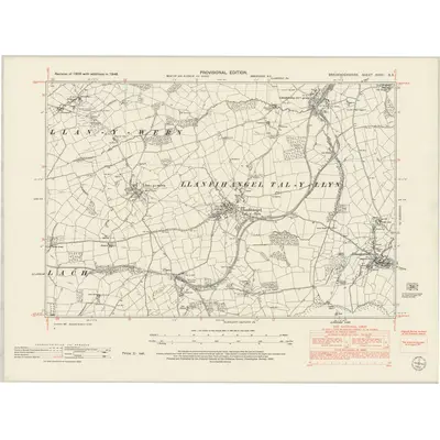 1948 Map of Brecknockshire XXVIII.SE, 1952 Print